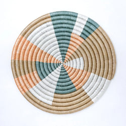 Rwandan Handwoven Trivets - Prism - Coral & Teal