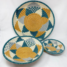 Load image into Gallery viewer, Boutique Diversiform Teal &amp; Blue Woven Bowls
