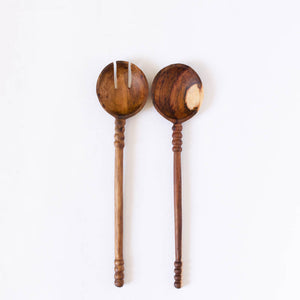 Hand Carved Wooden Serving Spoons - Acaia Wood