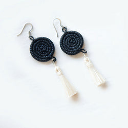 Inshunda Woven Tassel Earrings - Black
