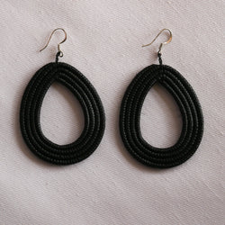Woven Loop Earrings - Black