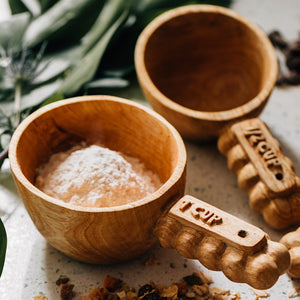 Hand Carved Wooden Measuring Cup Set