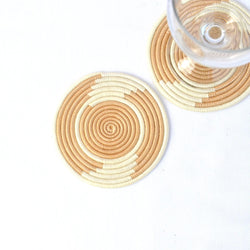 Rwandan Handwoven Coasters - White & Tea