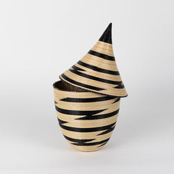 Traditional Rwandan Peace Basket - Natural White & Black